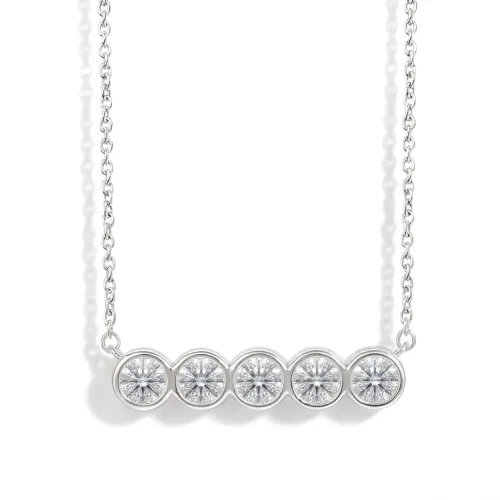 Quinta - Five Stone Moissanite Necklace in Bezel Setting