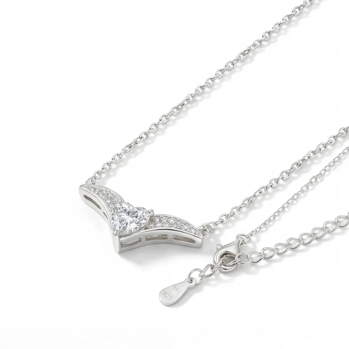 Vaneza - Elegant Moissanite V-shaped Necklace with Pave Accents