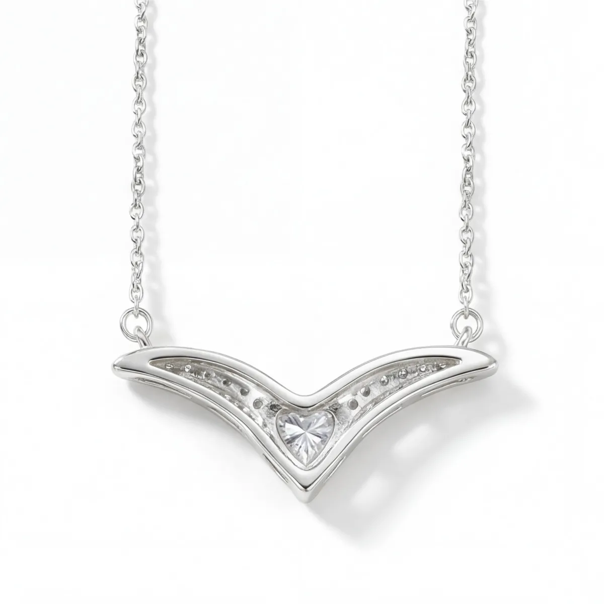 Vaneza - Elegant Moissanite V-shaped Necklace with Pave Accents