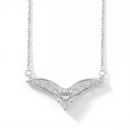 Vaneza - Elegant Moissanite V-shaped Necklace with Pave Accents