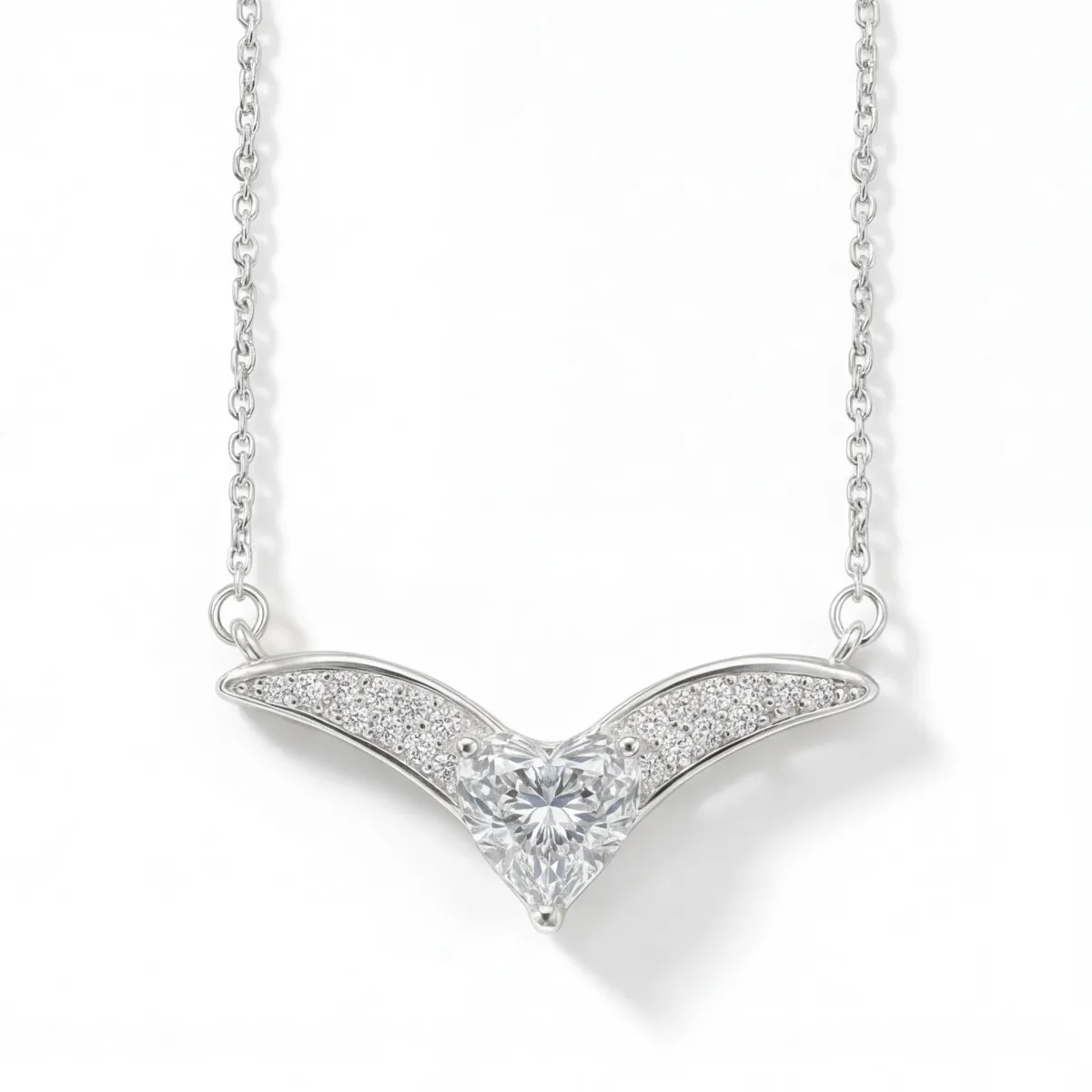 Vaneza - Elegant Moissanite V-shaped Necklace with Pave Accents