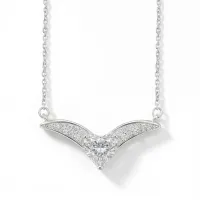 Vaneza - Elegant Moissanite V-shaped Necklace with Pave Accents