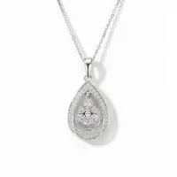 Pendula – Teardrop Moissanite Pendant with Dual Halo Elegance