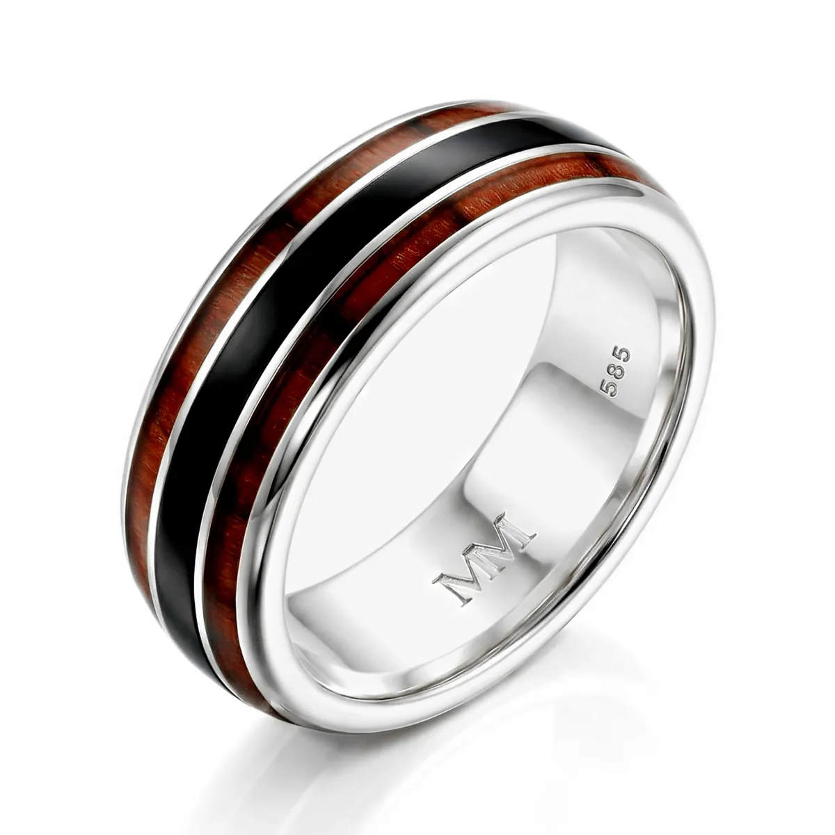 Vireo - Men's Tungsten Ring with Natural Wood Inlay