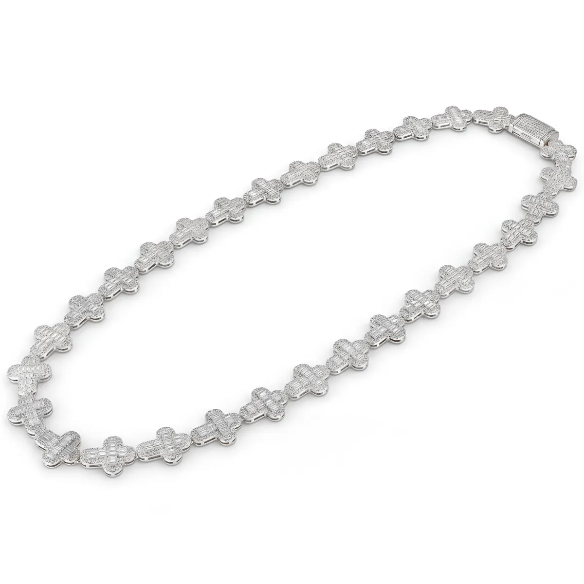 Virtuoso - Emerald Cut Moissanite Pavé Cross Chain With Statement Clasp