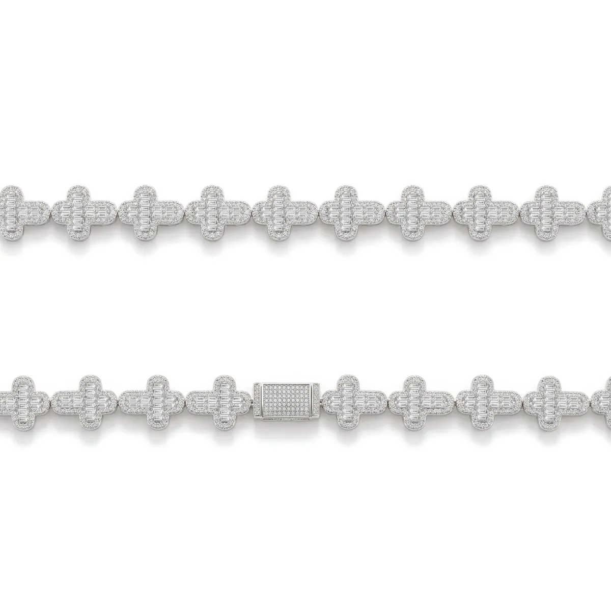 Virtuoso - Emerald Cut Moissanite Pavé Cross Chain With Statement Clasp