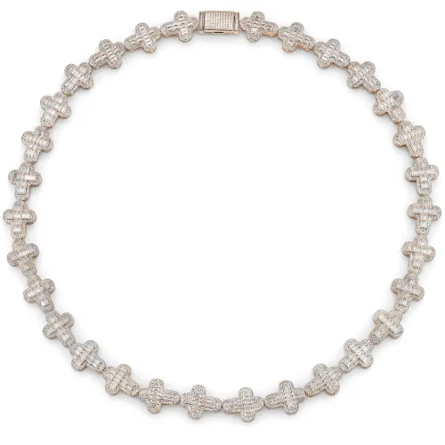 Virtuoso - Emerald Cut Moissanite Pavé Cross Chain With Statement Clasp