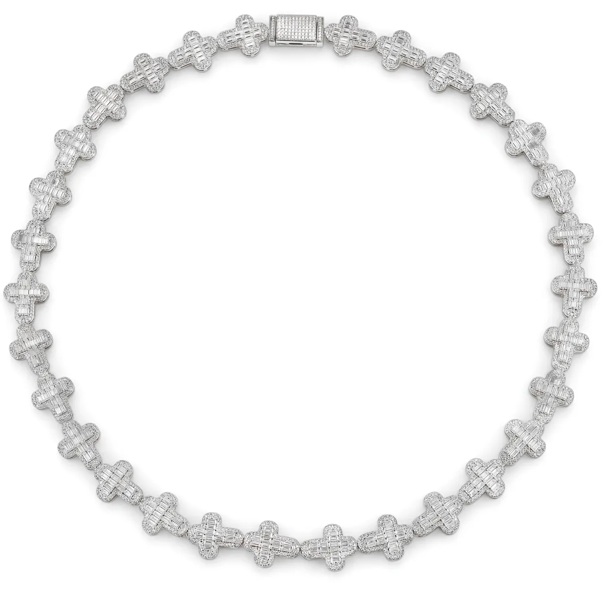 Virtuoso - Emerald Cut Moissanite Pavé Cross Chain With Statement Clasp