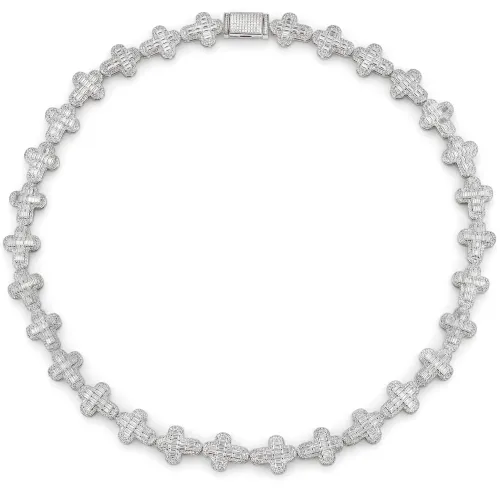 Virtuoso - Emerald Cut Moissanite Pavé Cross Chain With Statement Clasp