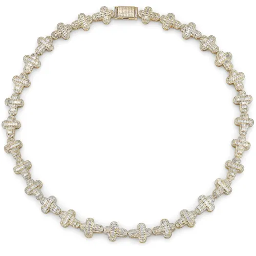 Virtuoso - Emerald Cut Moissanite Pavé Cross Chain With Statement Clasp