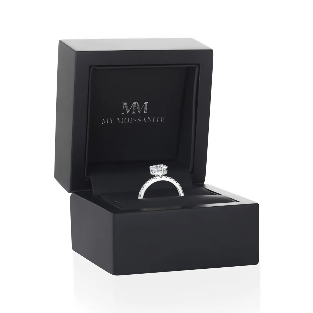 Amoretta - Heart Cut Moissanite Engagement Ring With Pavé Shoulders