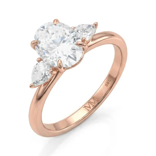 Vivienne - Oval Moissanite Trilogy Engagement Ring