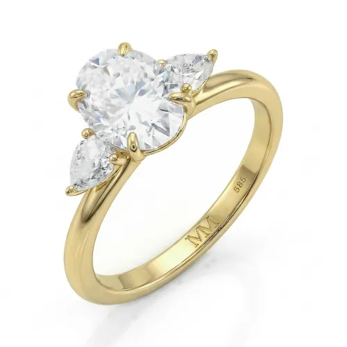 Vivienne - Oval Moissanite Trilogy Engagement Ring