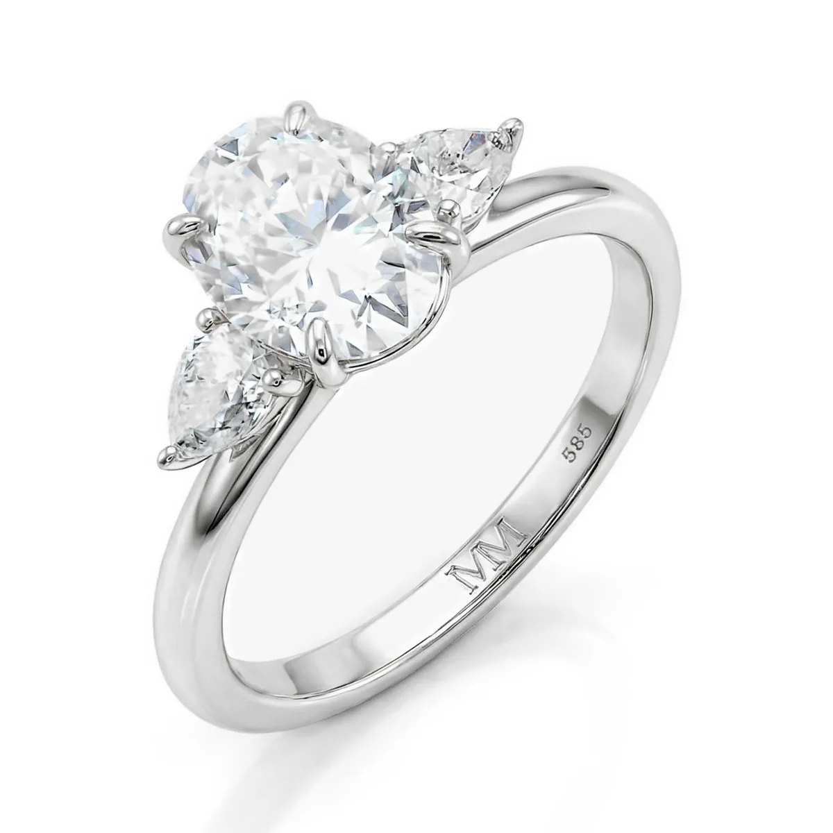 Vivienne - Oval Moissanite Trilogy Engagement Ring