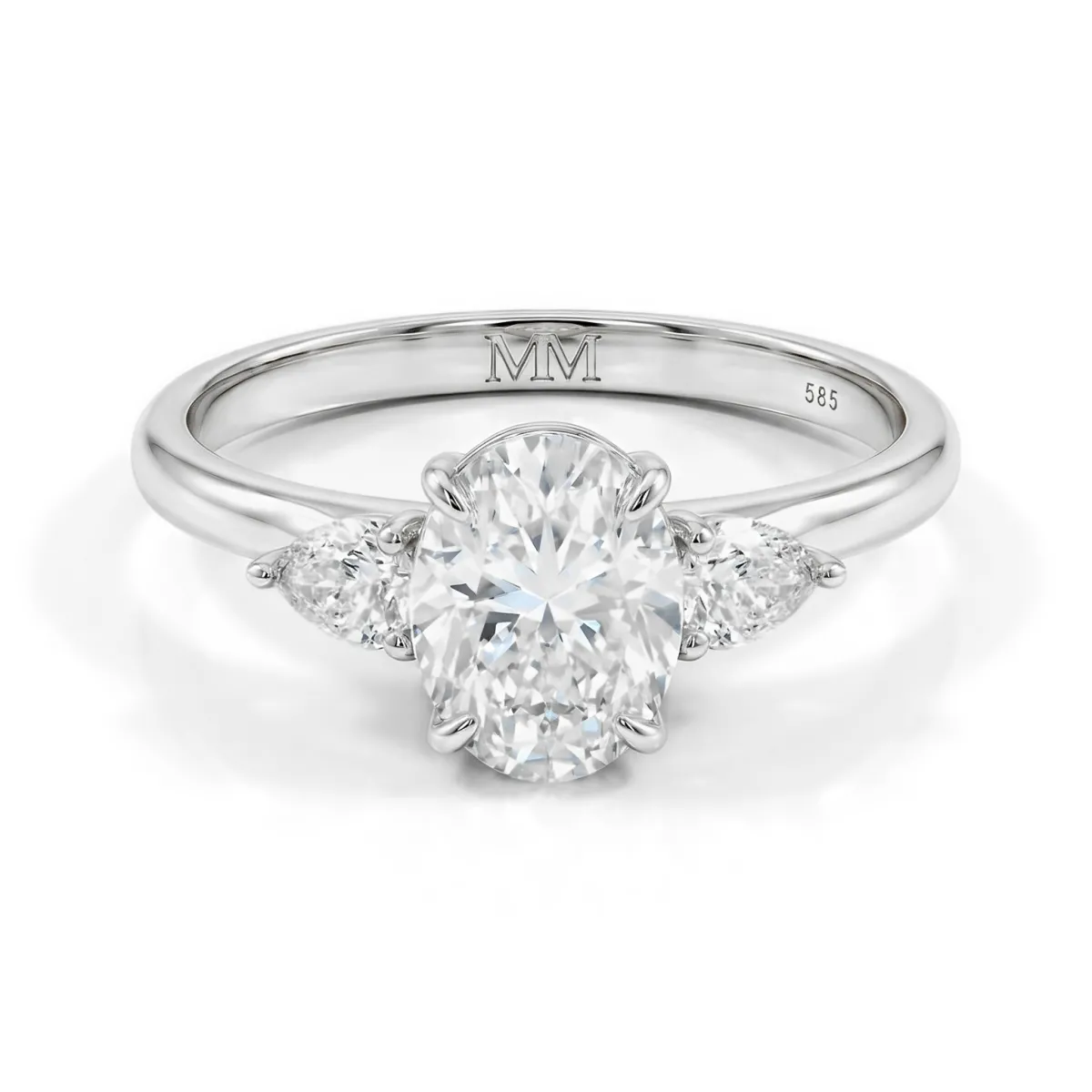 Vivienne - Oval Moissanite Trilogy Engagement Ring