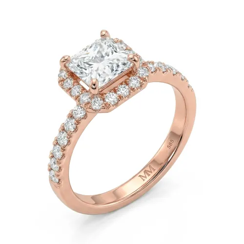 Regalia - Princess Cut Moissanite Halo Ring with Pave Band