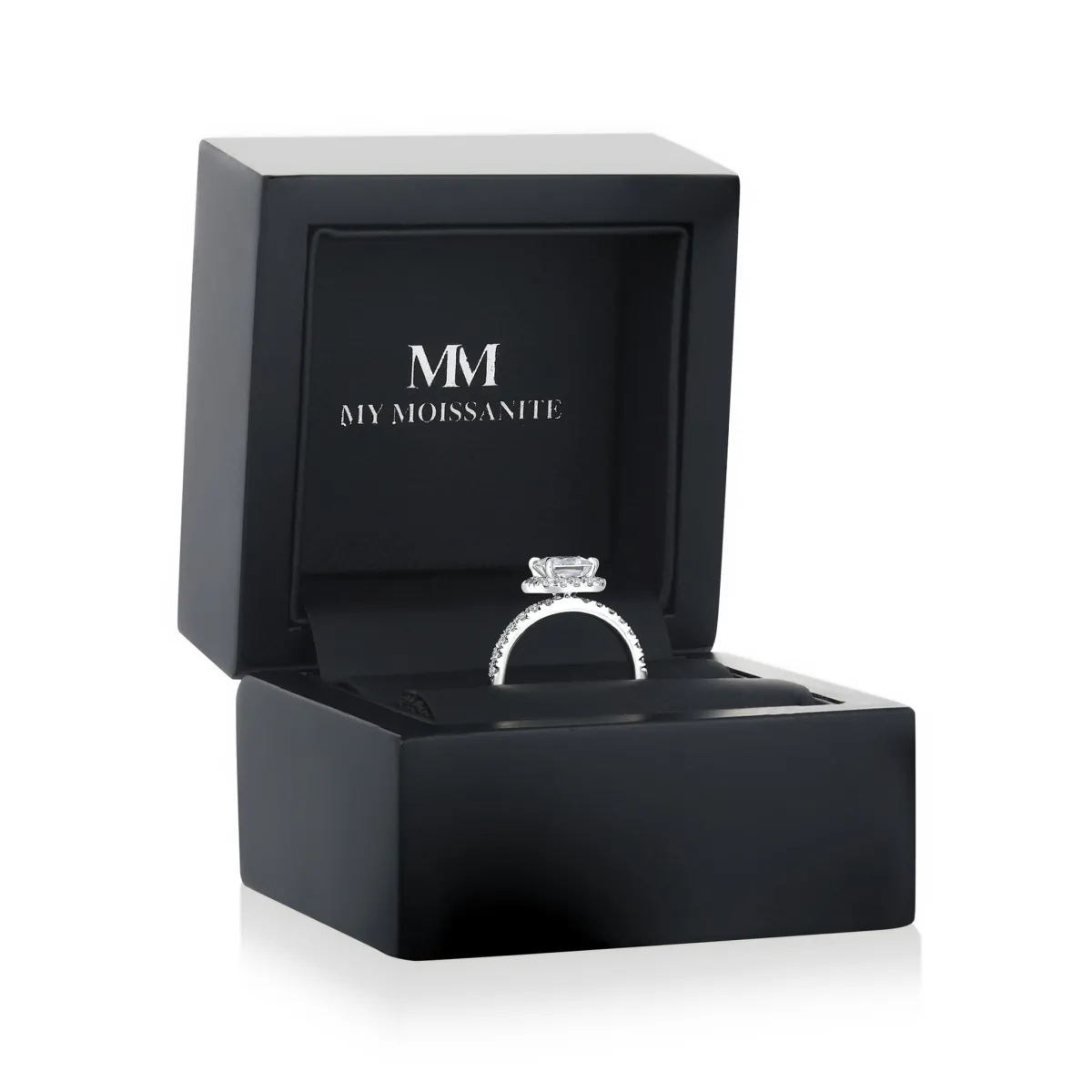 Regalia - Princess Cut Moissanite Halo Ring with Pave Band