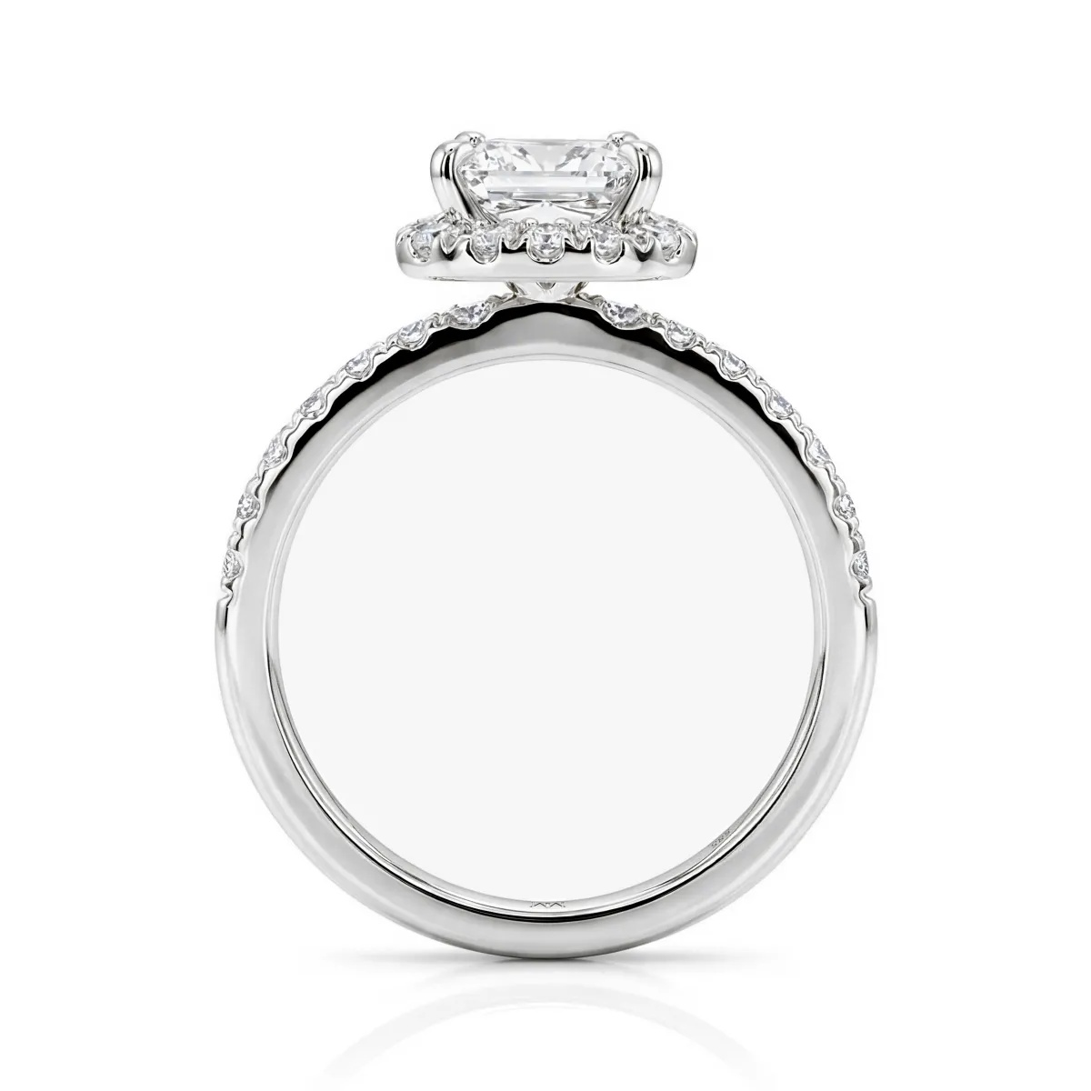 Regalia - Princess Cut Moissanite Halo Ring with Pave Band