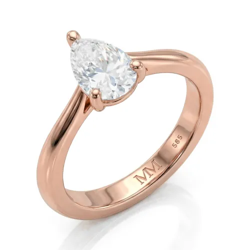 Larissa - Pear Solitaire Moissanite Ring