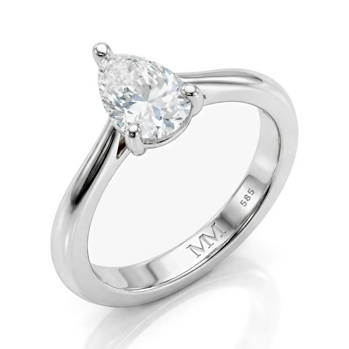 Larissa - Pear Solitaire Moissanite Ring