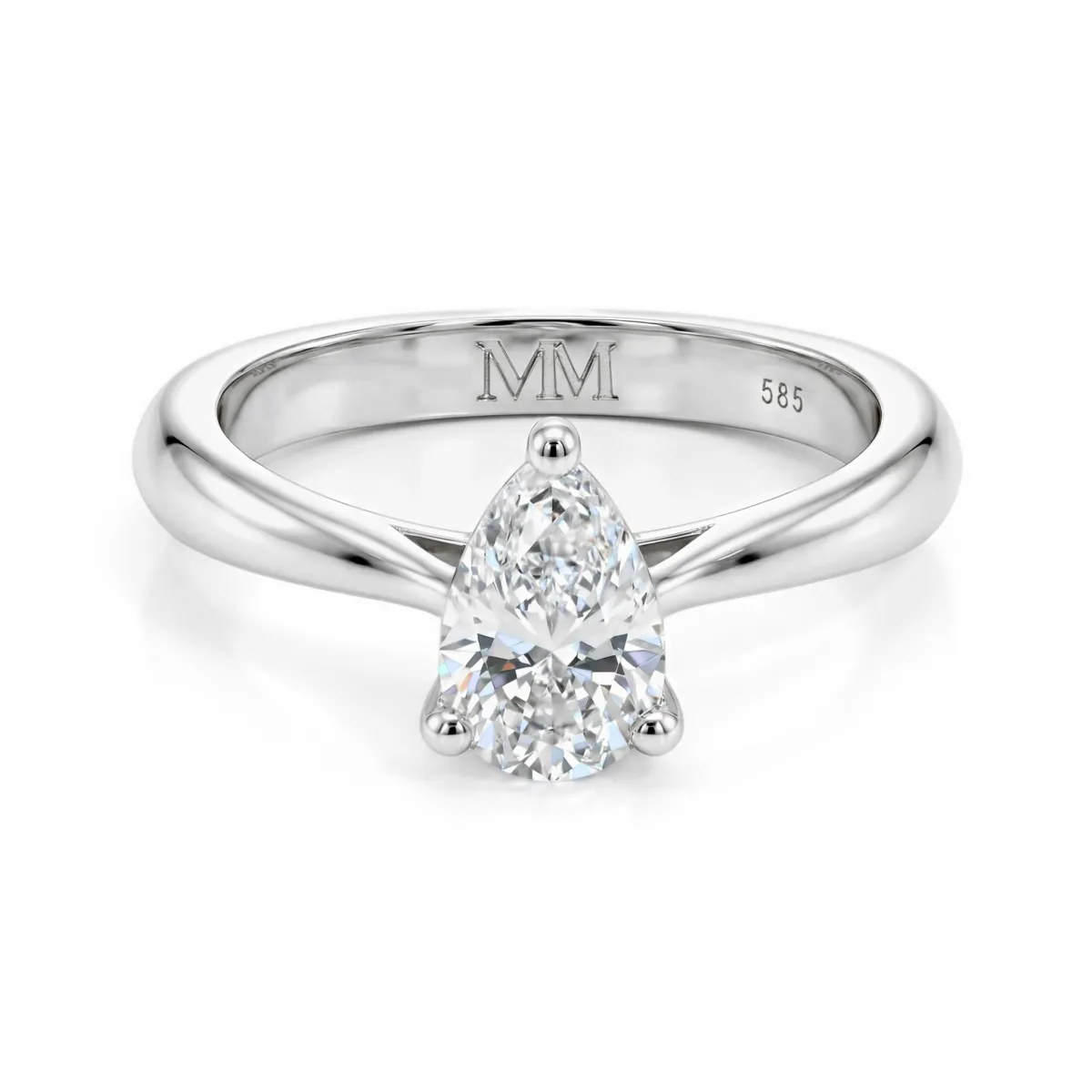 Larissa - Pear Solitaire Moissanite Ring