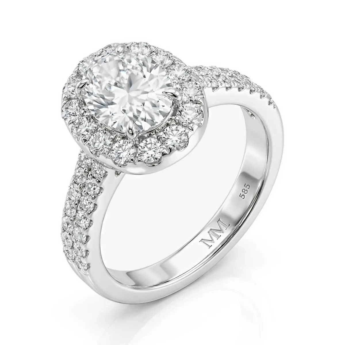 Ovalea - Oval Cut Moissanite Ring with Halo Pavé Design