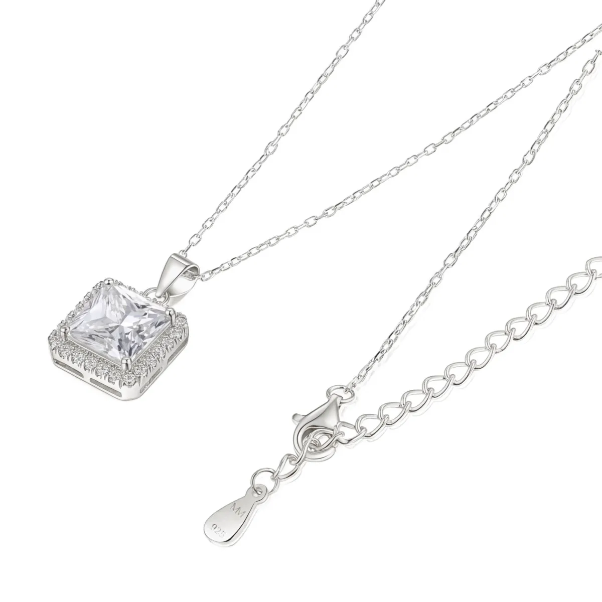 Radiance - Princess Cut Halo Moissanite Pendant