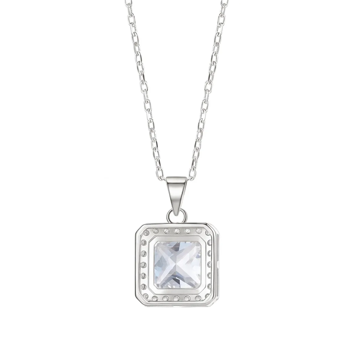 Radiance - Princess Cut Halo Moissanite Pendant