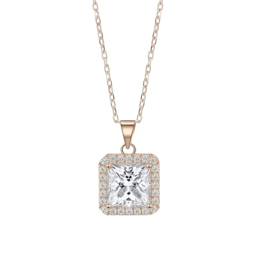 Radiance - Princess Cut Halo Moissanite Pendant