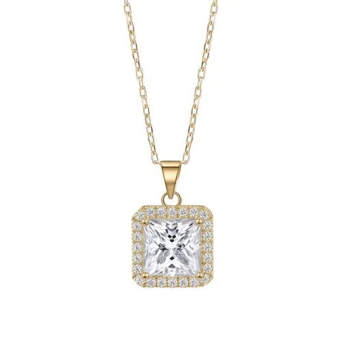 Radiance - Princess Cut Halo Moissanite Pendant