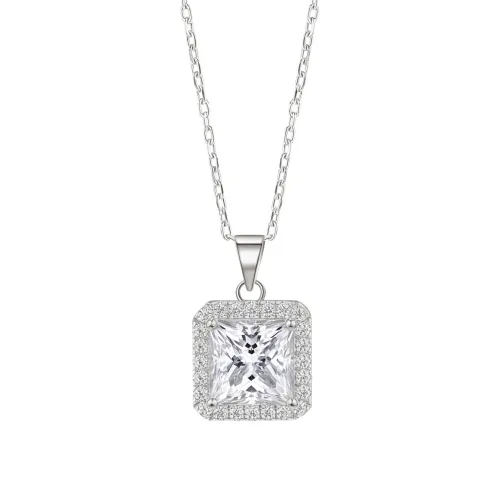 Radiance - Princess Cut Halo Moissanite Pendant