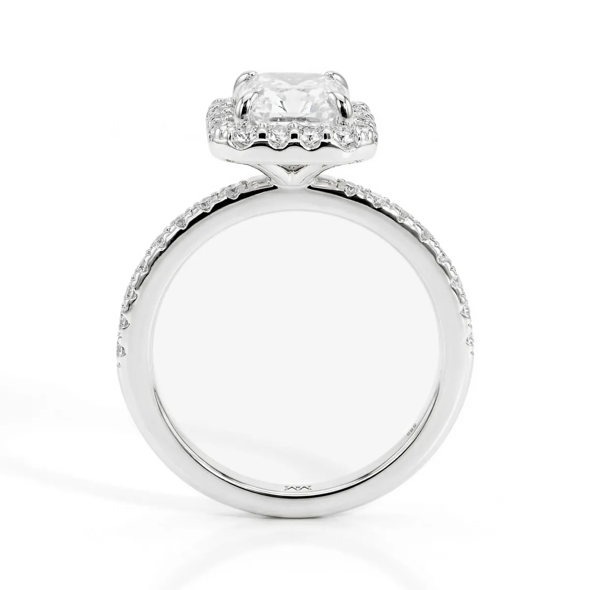 Esmeralda - Emerald Halo Moissanite Ring With Side Stones