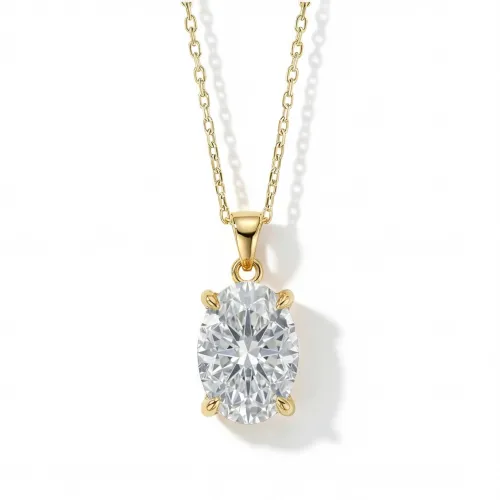 Ovaluxe - Oval Moissanite Pendant with Elegant Four-Prong Design