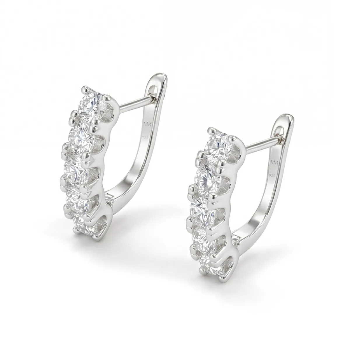 Cascade - Linear Moissanite Hoop Earrings