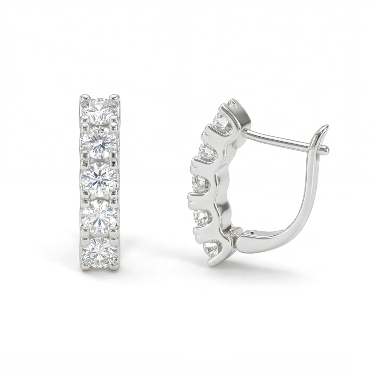 Cascade - Linear Moissanite Hoop Earrings