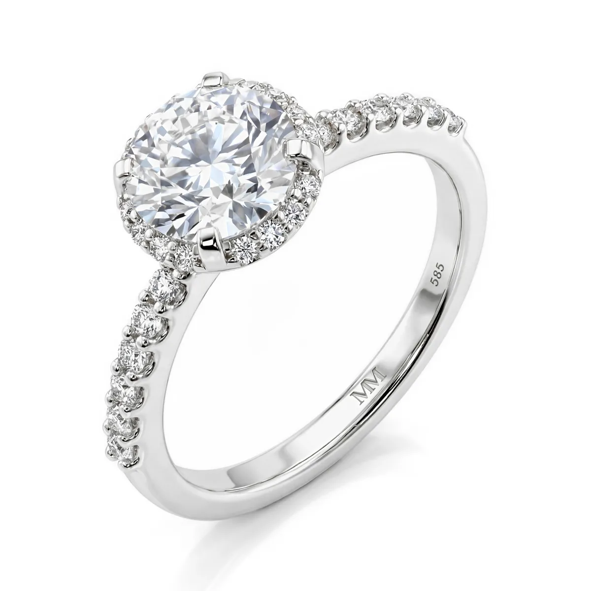 Glimmerette - Luxurious Halo Moissanite Ring with Pavé Accents