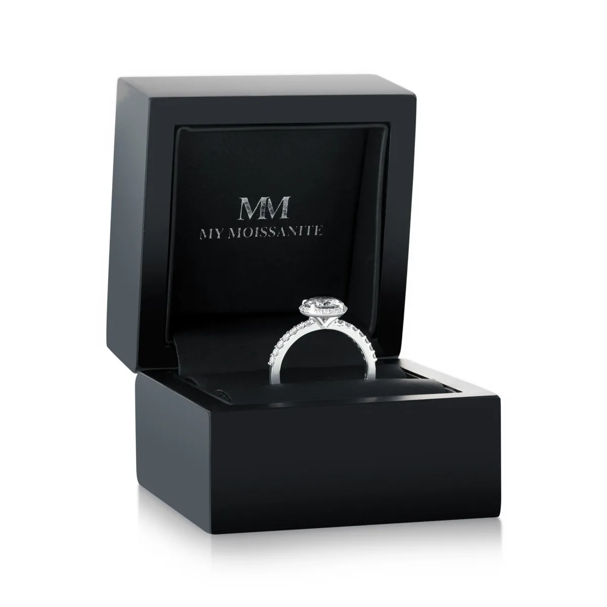 Glimmerette - Luxurious Halo Moissanite Ring with Pavé Accents