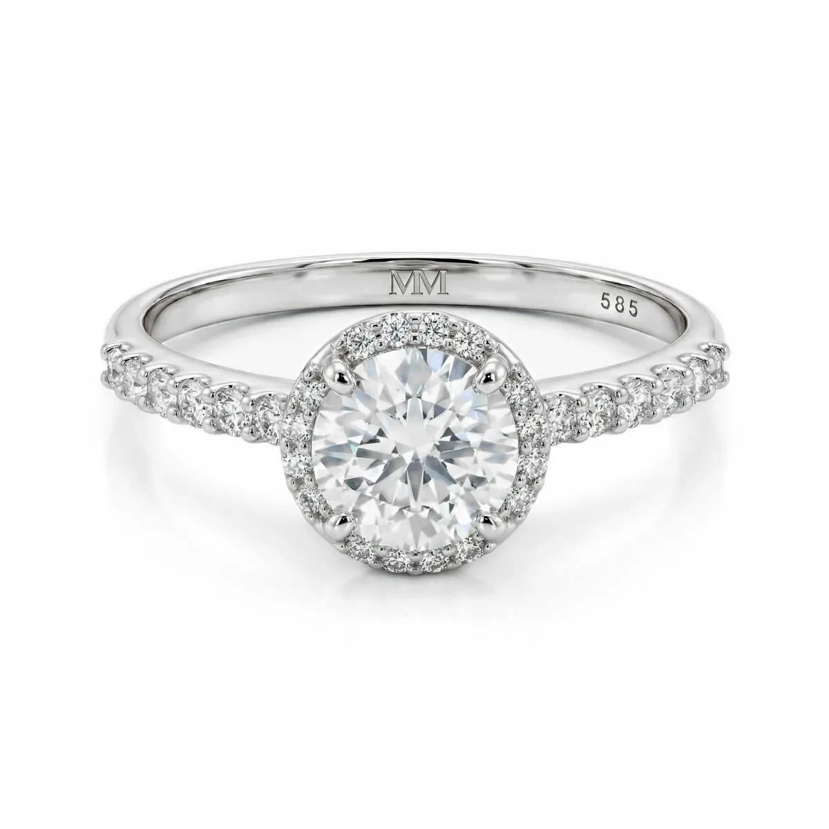 Glimmerette - Luxurious Halo Moissanite Ring with Pavé Accents