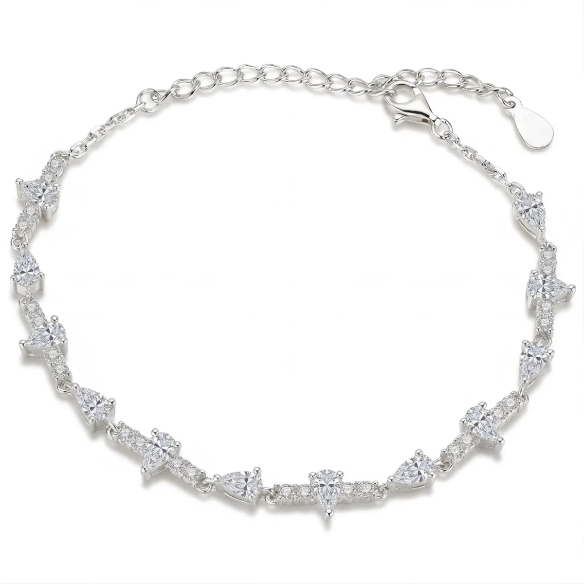 Perlette - Pear Cut Moissanite Bracelet with Elegant Symmetry