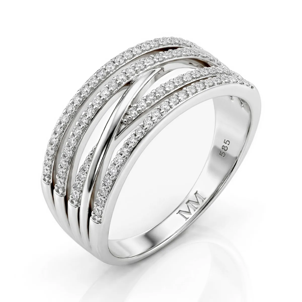 Estrella - Moissanite Cross-Over Line Ring
