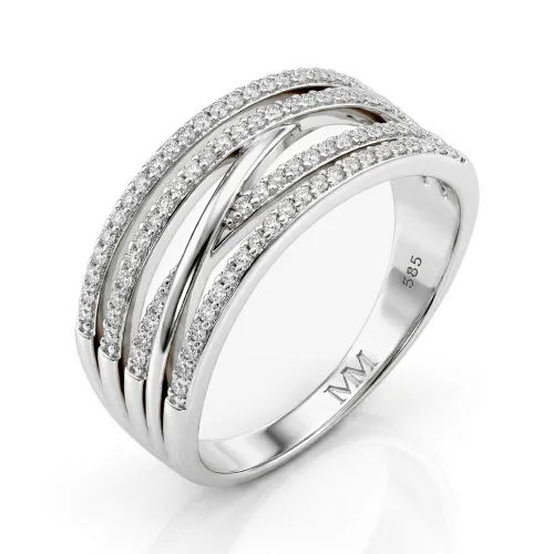 Estrella – Moissanite Cross-Over Line Ring