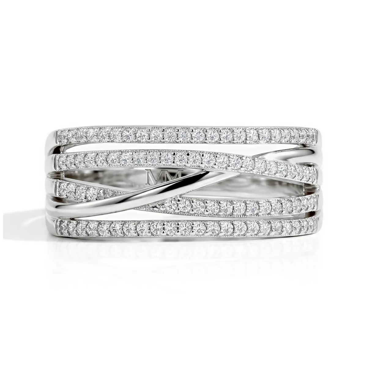 Estrella - Moissanite Cross-Over Line Ring