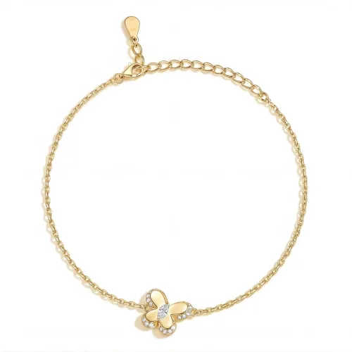 Bloomique - Moissanite Charm Bracelet with Floral Motif and Sparkling Accents