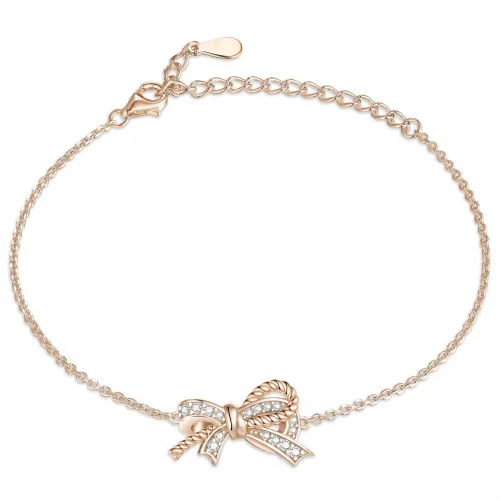 Ribbonique - Two-Toned Moissanite Bracelet with Decorative Bow and Pave Accents