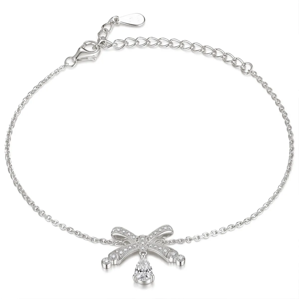 Pearlette - Pear-Shaped Moissanite Bow Bracelet With Pave Setting