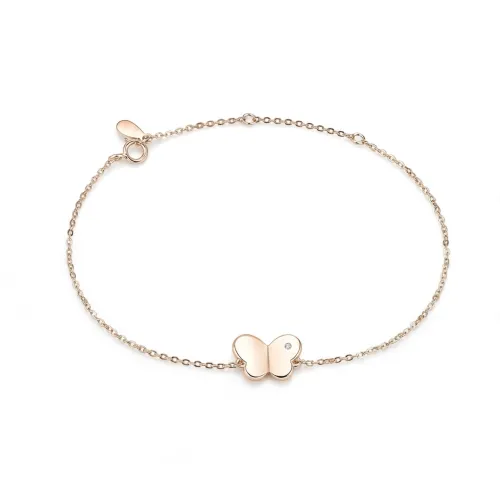 Papillon - Moissanite Butterfly Charm Bracelet with Adjustable Chain