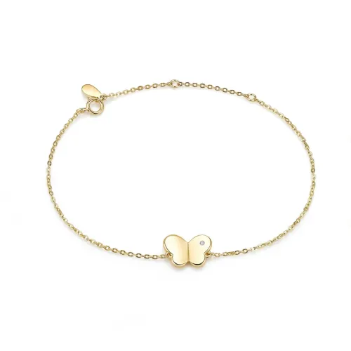 Papillon - Moissanite Butterfly Charm Bracelet with Adjustable Chain