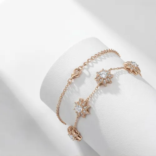 Stellara - Floral Moissanite Bracelet with Adjustable Chain - lifestyle
