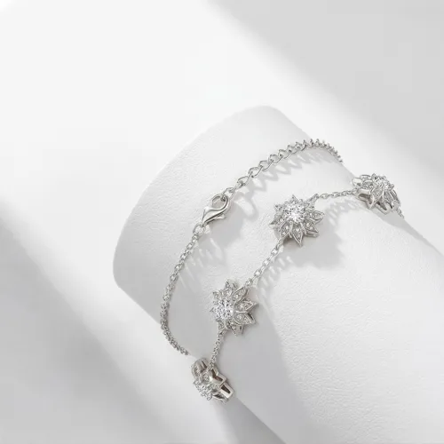 Stellara - Floral Moissanite Bracelet with Adjustable Chain - lifestyle