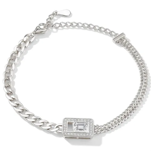 Verdura - Emerald-Cut Moissanite Bracelet with Halo Design